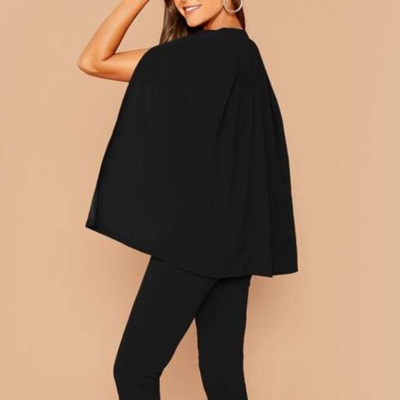 ALL ABOUT CLASS black 2 piece Cape Blazer & Pants Suit - Picture 14 of 16